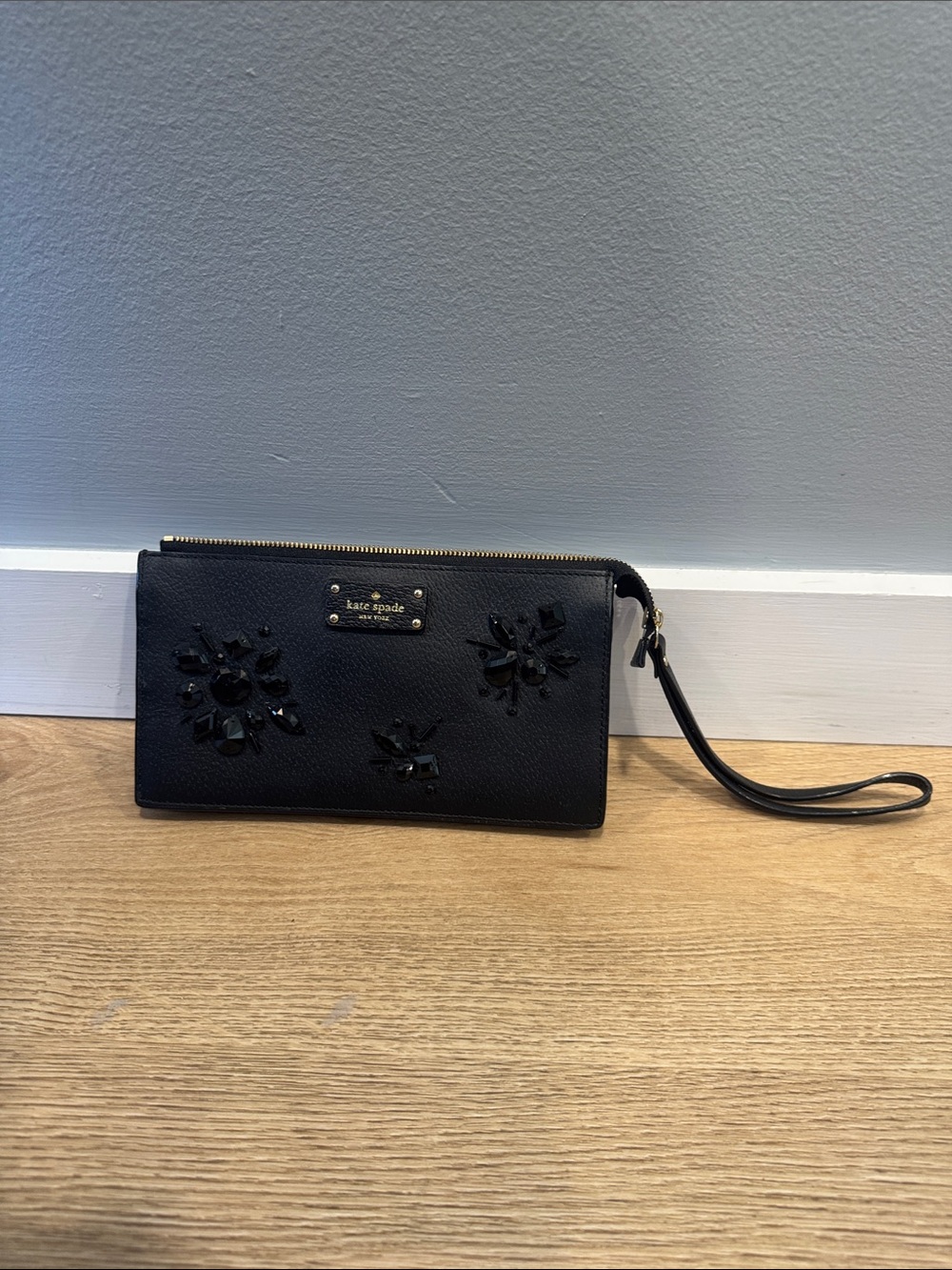 kate spade Black Jeweled Wristlet Clutch